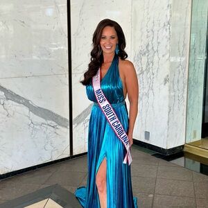 Sherri Hill Metallic Blue Formal Dress